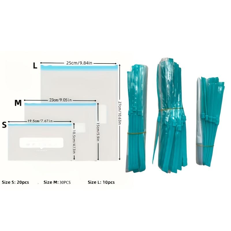 

60Pcs 3-size zipper storage bags, sealed fresh-keeping bags for fruits, vegetables, meat and grains, practical kitchen organizers. 60pcs