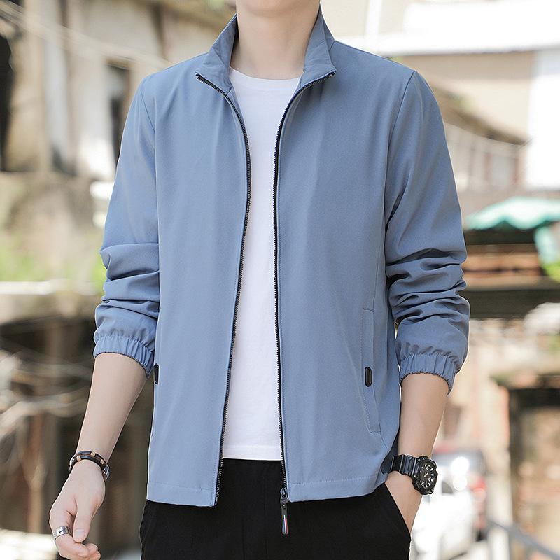 Chaqueta para Hombre Fina Otoño Color Sólido Tendencia Marca Uniforme de Béisbol para Hombre Top para Pareja Chaqueta Holgada