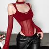 European and American Style Spring and Summer New Women's Clothing Solid Color Slim Street Fashion Suspender Long Sleeve Sexy Onesie