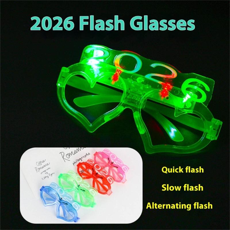 6Pcs Glowing Heart LED Glasses Night Event Party Supplies Reusable Bright Light Comfort Safe Materials