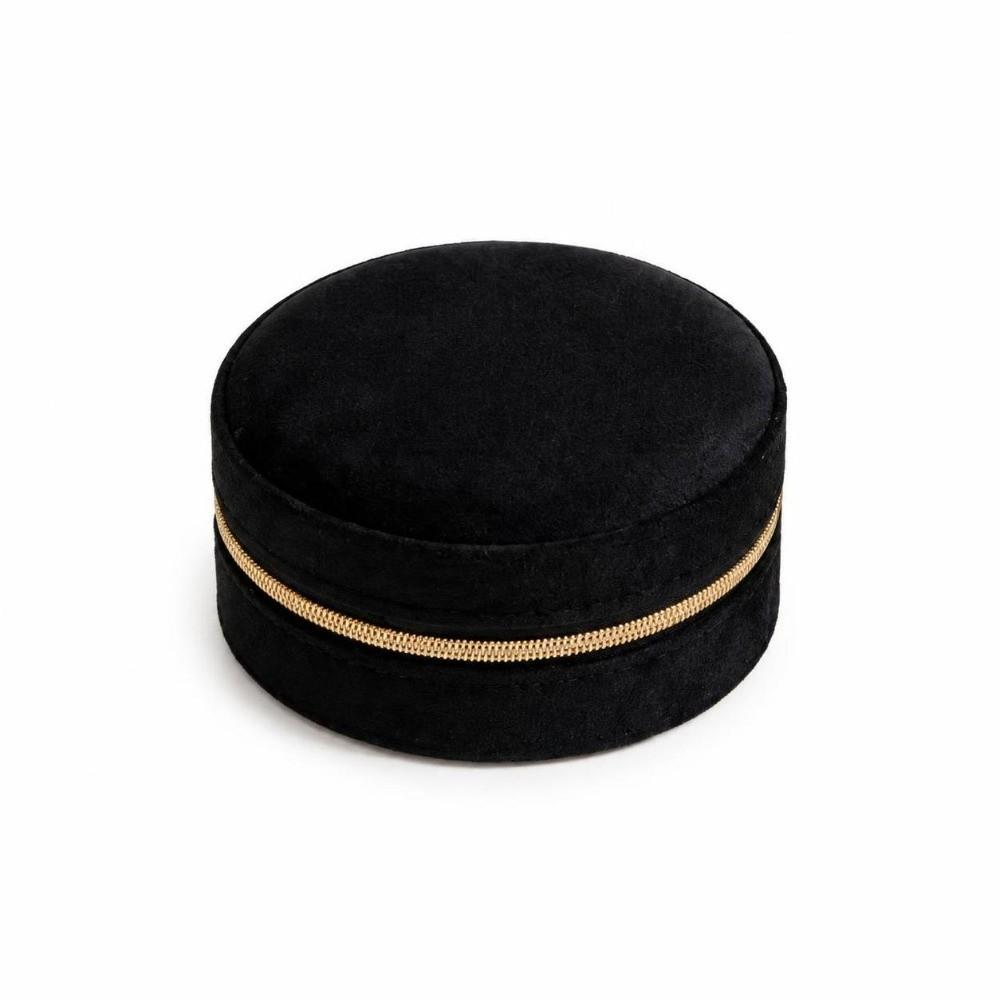 Velvet Travel Jewelry Case Round Mini Portable Jewelry Storage Ring Jewelry Box  Storage Use