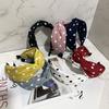 Women’s Cross Wide Edge Polka Dot Middle Knot Double Layer Comfort Hairband Stylish and Durable Headwear Women