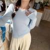 YUZHAOLIN Women's Chic Ruffled Round Neck Knit Sweater