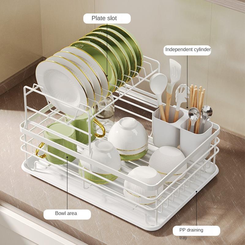 Kitchen Dish Rack Draining Rack Cupboard Storage Rack Household Countertop Multi-Functional Dish Rack Tableware Storage Rack