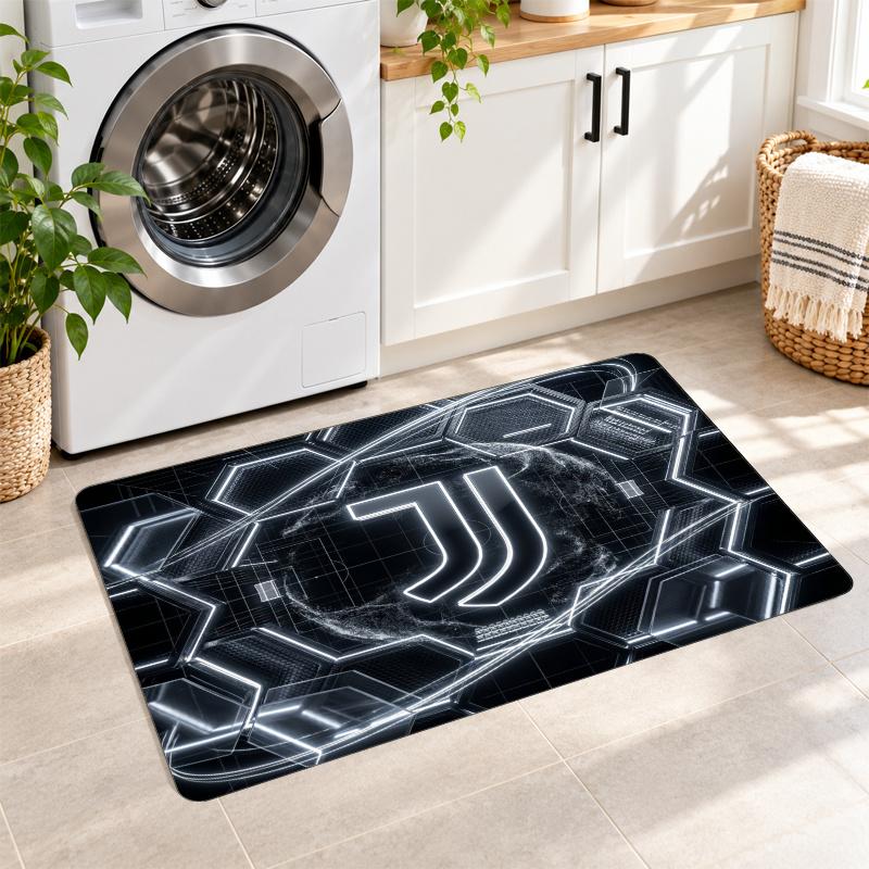 Flannel Kitchen Mat Juventus FC Soft Area Rug Non Slip Floor Carpet Home Decoration