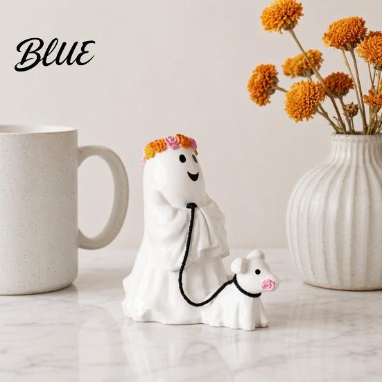 Windowsill Halloween Decoration Ghost Figurine Spooky Resin Statue Classic Office Ornaments for Indoor Outdoor Tabletop Decor Durable Retro