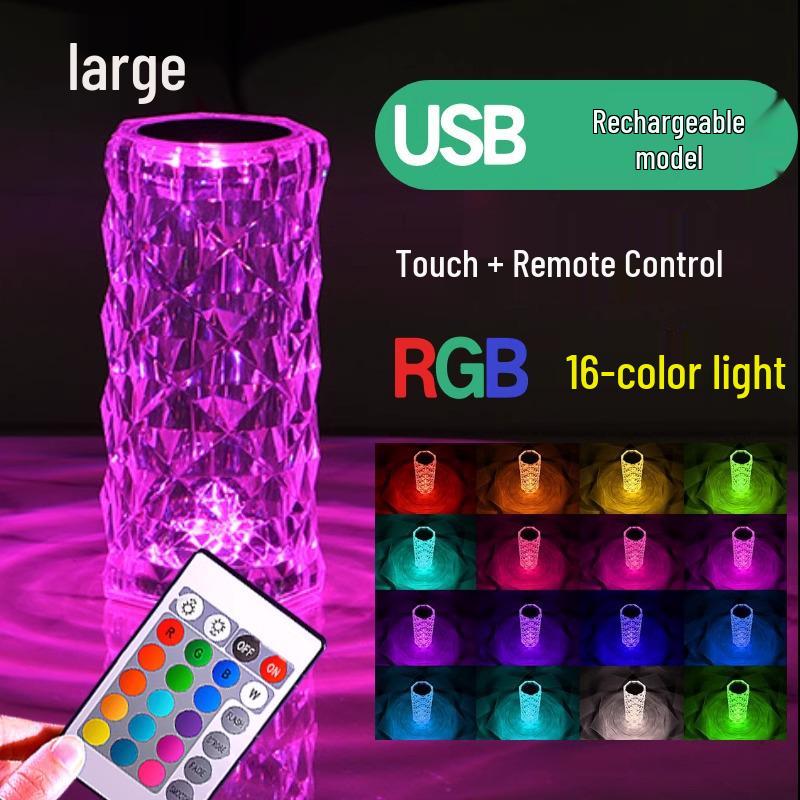 

Crystal Rose Touch Bedside Lamp - Romantic Mood Light for Bedrooms