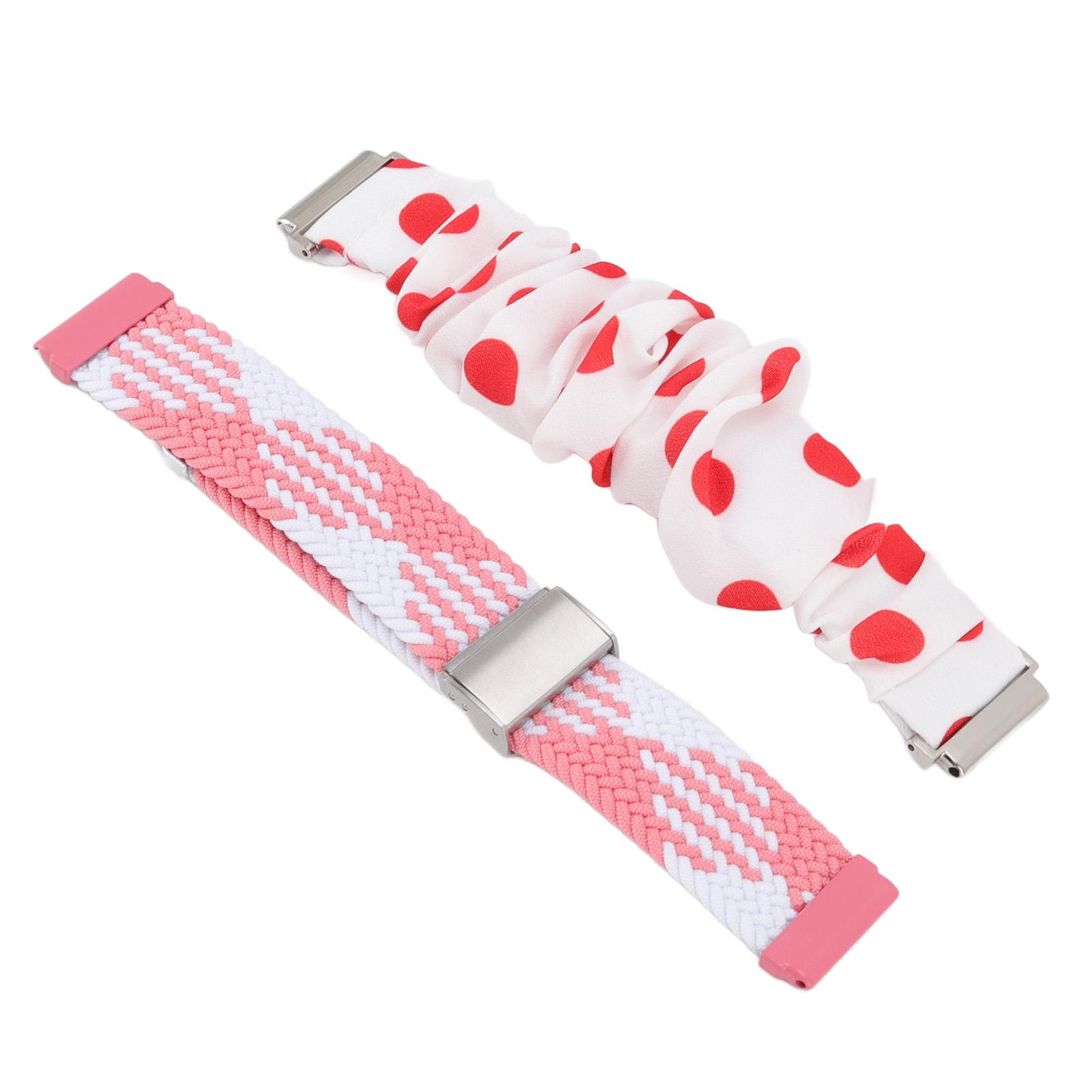 

2pcs Woven Watchband 4 Spring Bar Adjust Size Good Elasticity Hairband Watch Strap for Fitbit Versa