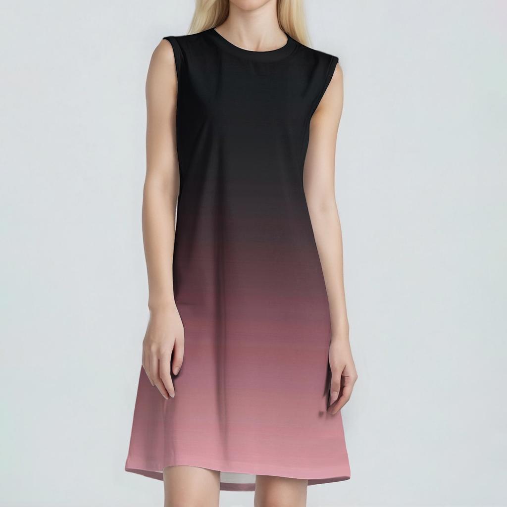 Damenmode Lässig Print Rundhals Ärmellos Kurzes Kleid