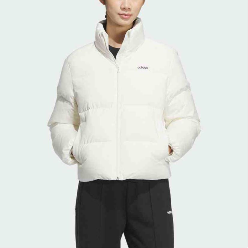 Adidas FW24 Womens Puff Down Solid Color Outdoor Warm Short Jacket Men Jacket Han-Jade-White JW1684