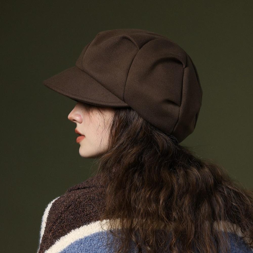 

Warm Retro Clouds Berets Short Brim Octagonal Hat Casual Painter Hat Ladies