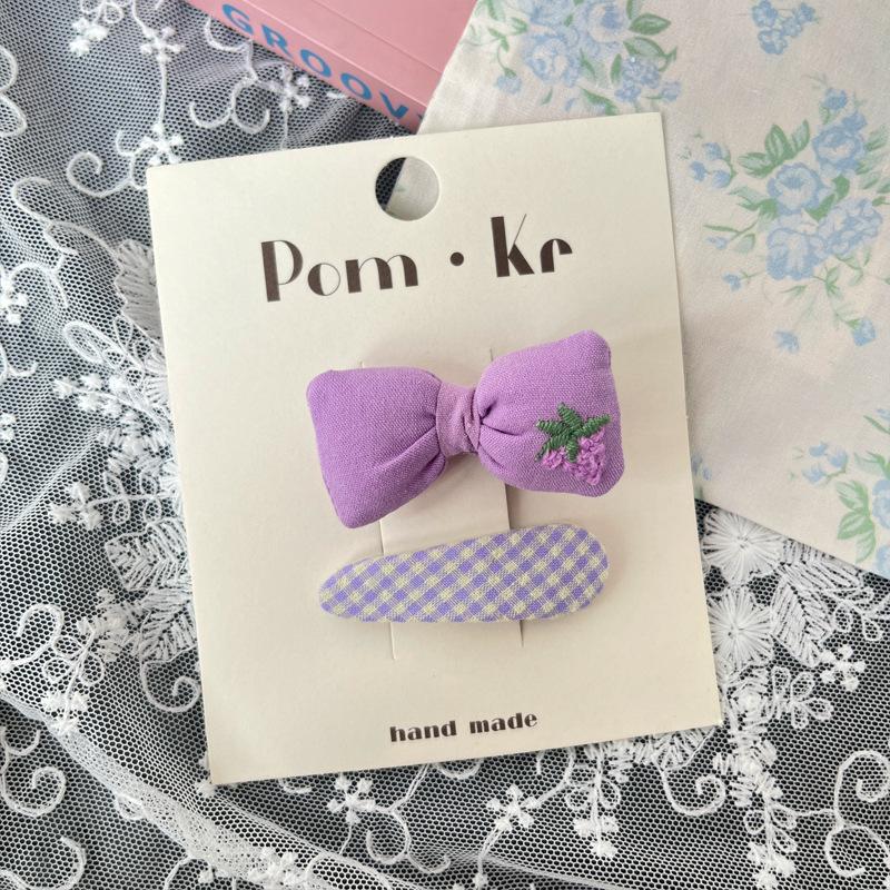 Cute Fruit Embroidered Gingham Hair Clip for Kids