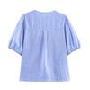 2025 Women's Autumn European & American Bow Striped Short-Sleeve Top 1165057