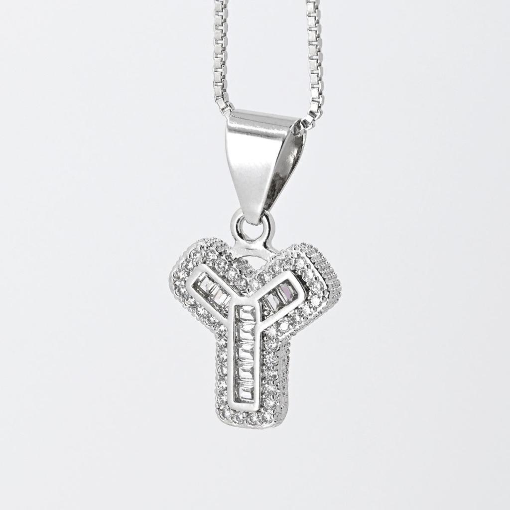 Cross Pendant with Micro Pave Cubic Zirconia - 26 Letter Options for DIY Jewelry Accessories