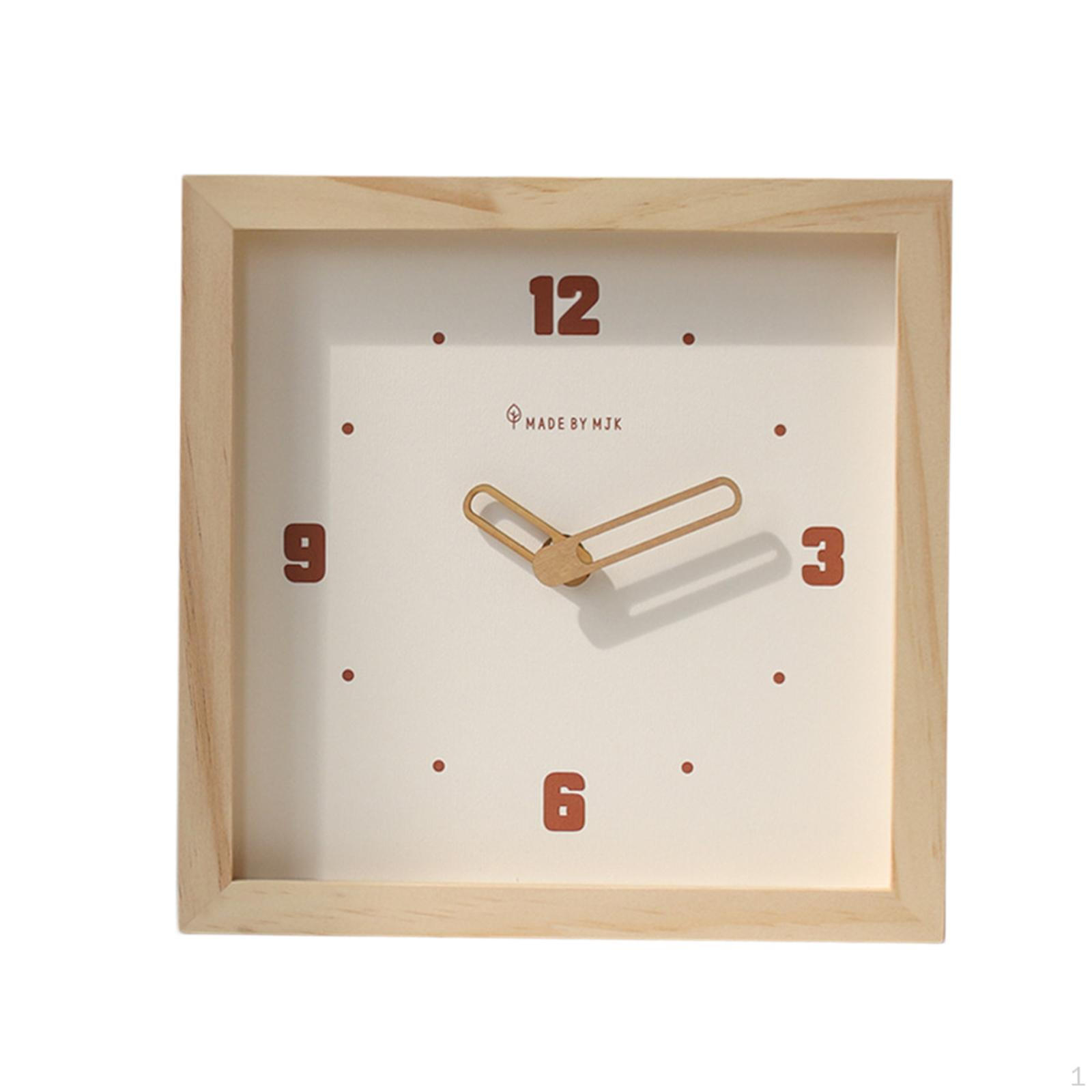 

Hanging Wall Clock 9 inch Decorative No Ticking Desk Shelf Square for Cafe Bar Farmhouse коричневий