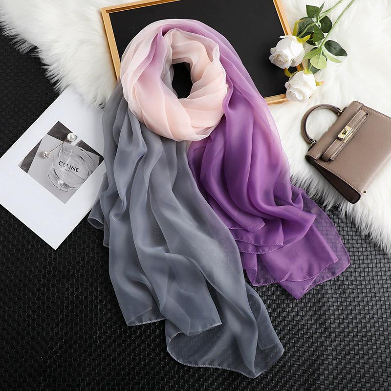 Silk Scarf Folral Women Summer Hijab Sunscreen Bandana Foulard Female Headbanda Warm Pashmina Scarves Echarpe Shawl Large Wrap