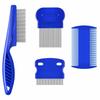 Blue Pet Flea Comb Kit With Durable Stainless Steel For Cat And Dog Shedding And Cleaning