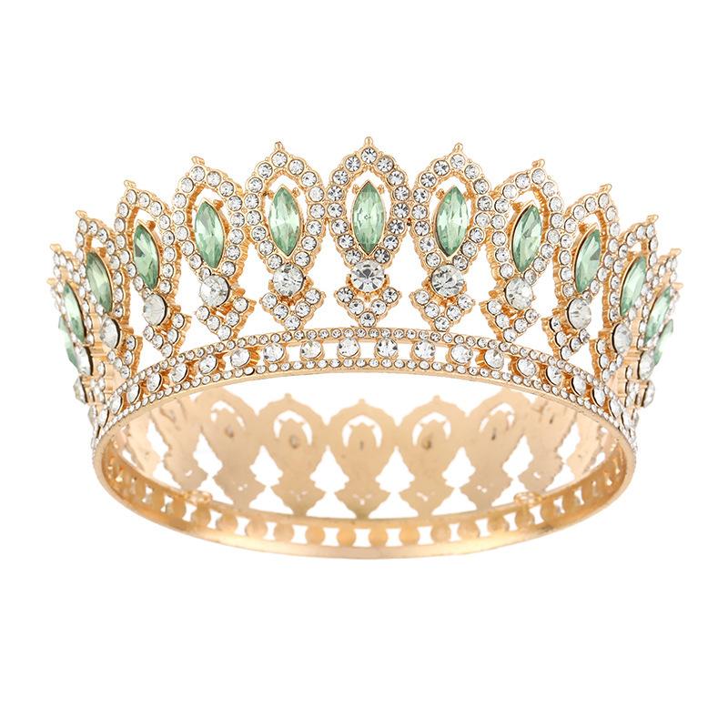 Neuer Barock Legierung Leichter Luxus Haarschmuck Braut Hochzeit Legierung Voll Diamant Krone Vollrunde Krone Schmuck