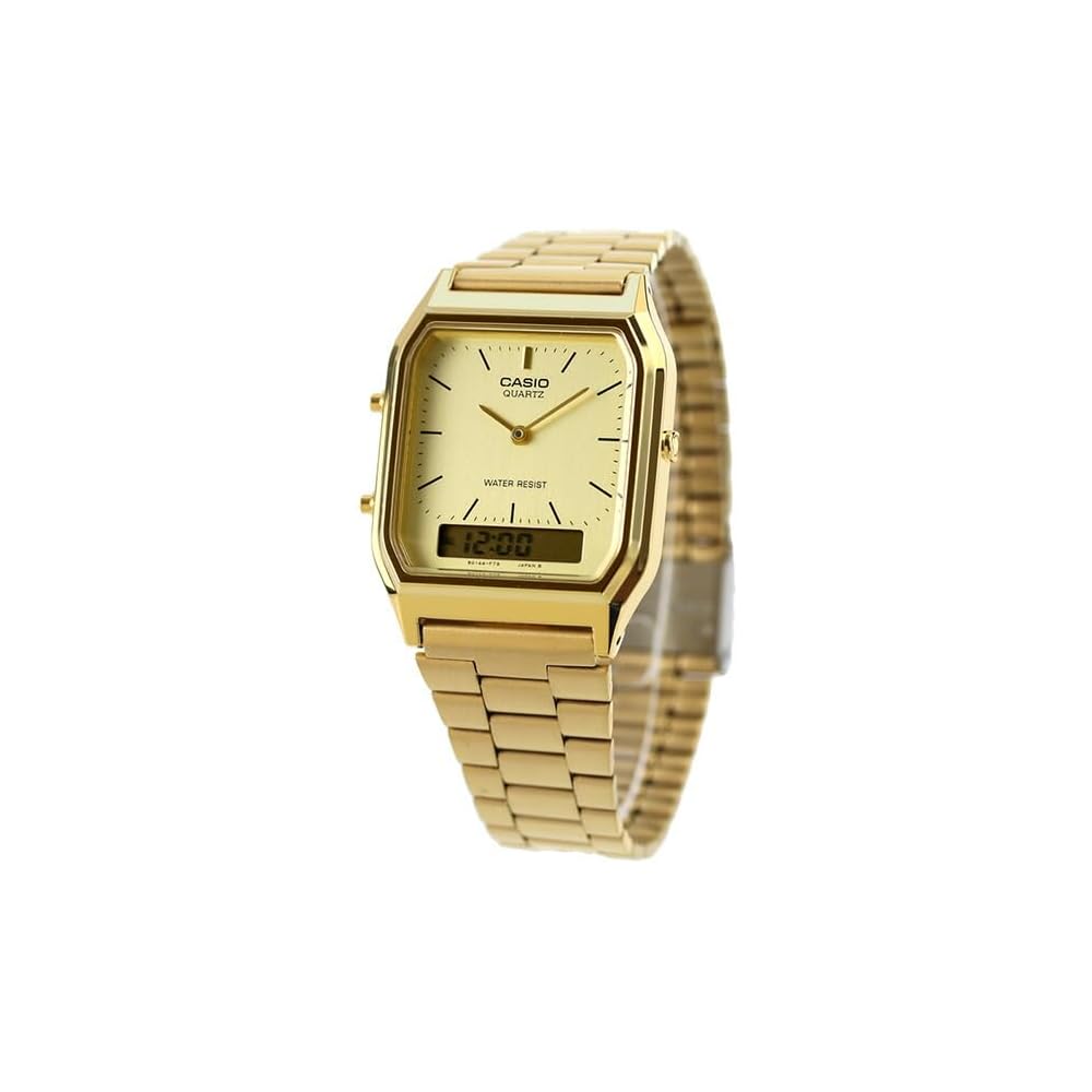 Casio Vintage Quartz Wristwatch AQ-230GA-9D Gold Tone Unisex Design Classic Style