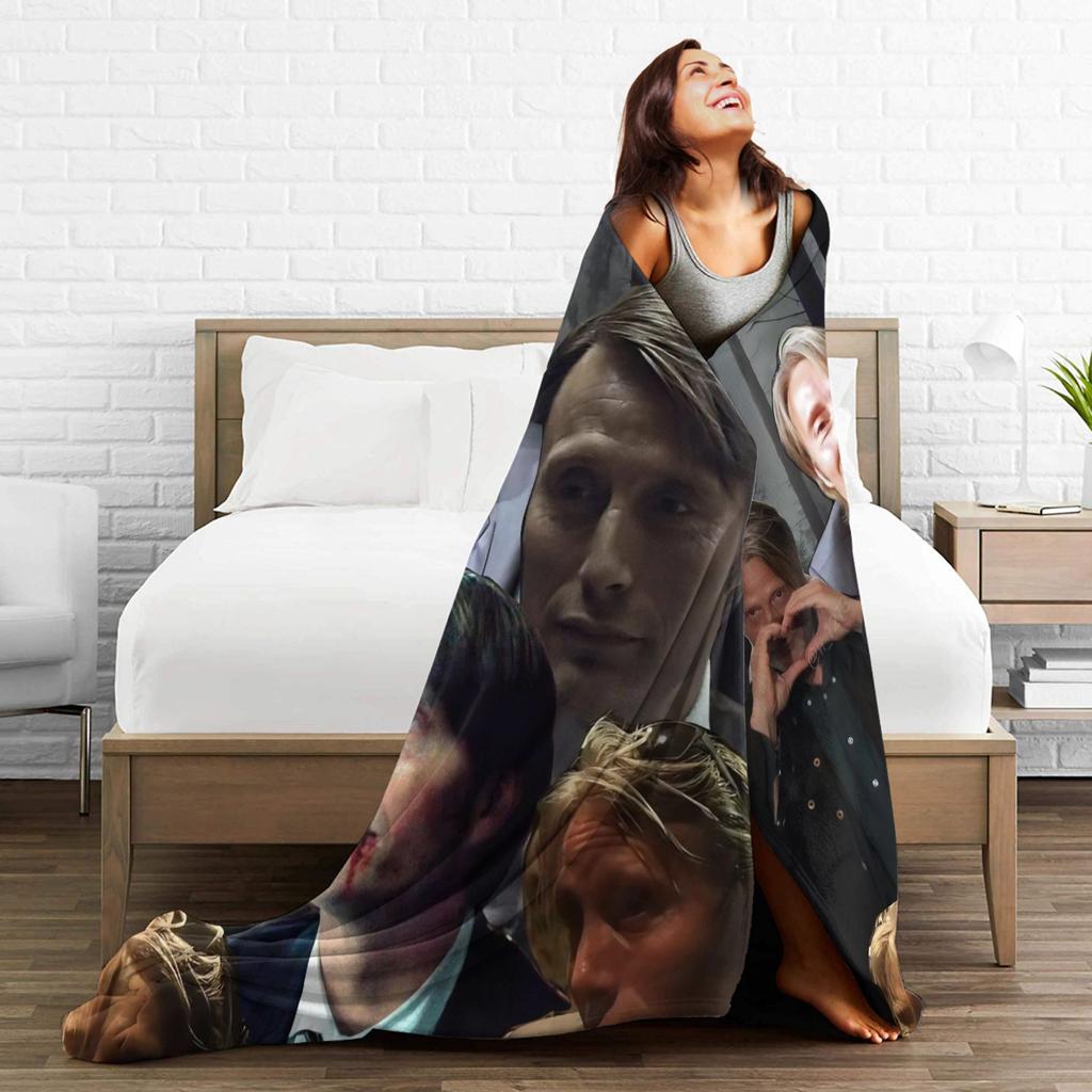 Mads Mikkelsen Blankets  Camping Flannel Bedding Throws For Couch Chair Warm Soft Design Quality Bedspread Gift Idea