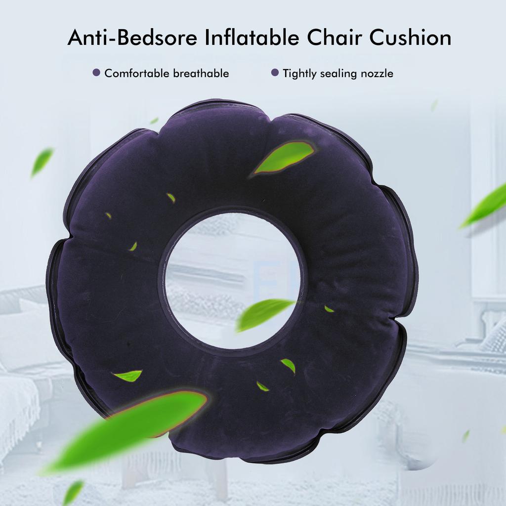 Inflatable AntiBedsore Cushion Round Shape Cushion for Elder Bedridden Patient with Pump(Royal Blue )