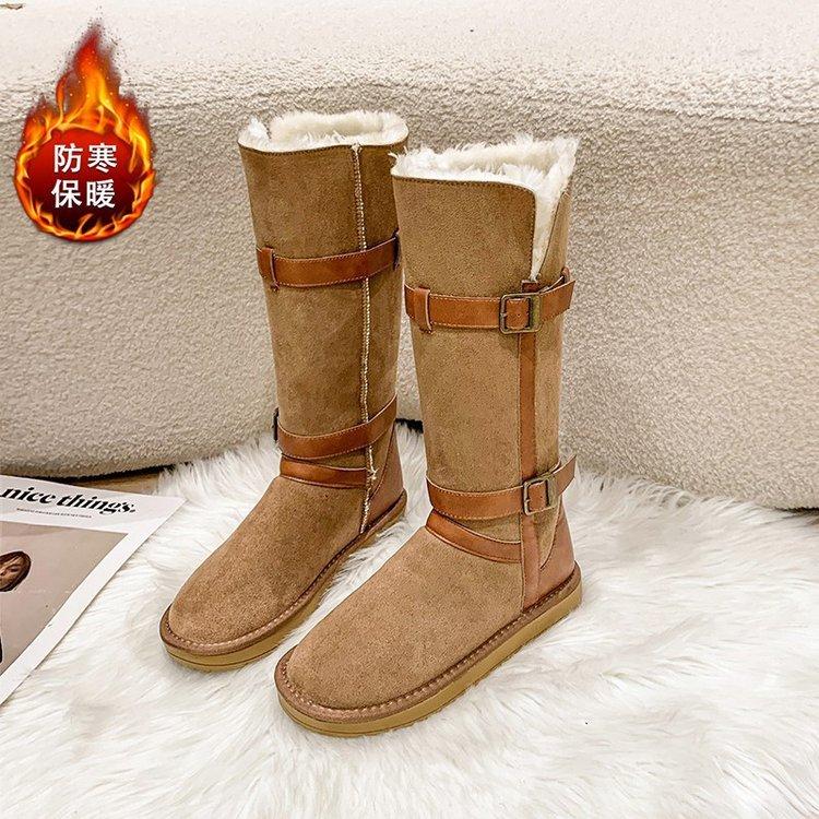 Fur Integrated Explosion Warm Thick-soled Snow Boots Women's 2024 New Winter Piled Thickened Long Cotton Boots
