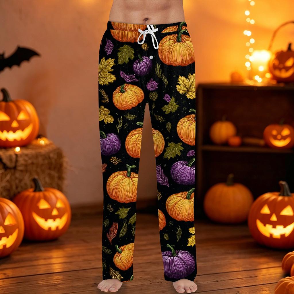 Men's Halloween Print Drawstring Lounge Pants Casual Sleepwear Bottoms Comfortable Fit Relaxed Style