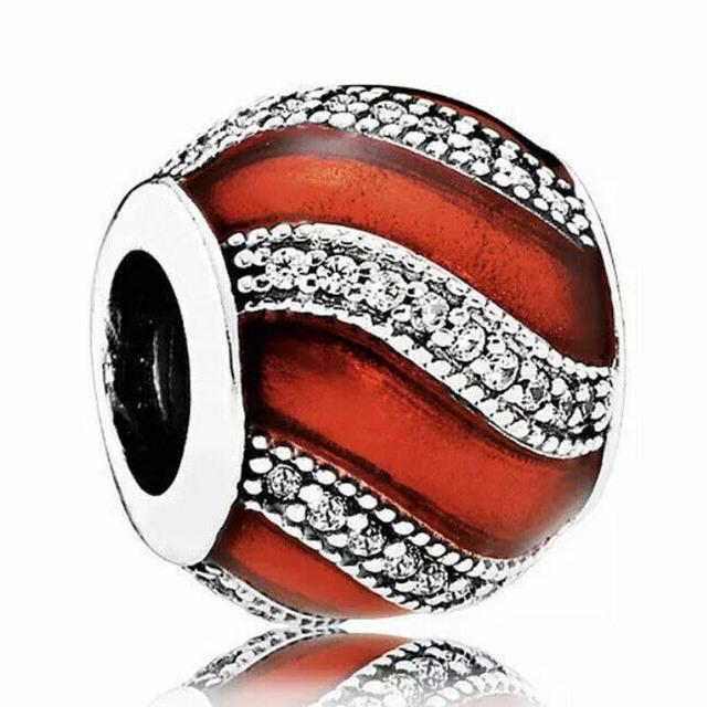 Wintry Delight Snowflake Ball Blue Swirls Pearlescent Dreams Charm S925 Sterling Silver Beads Fit Bracelet DIY Jewelry