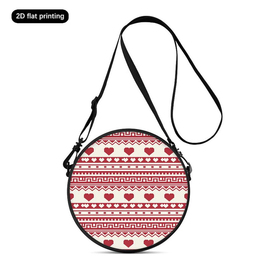 Love Print Round Shoulder Bag Casual Messenger Bag for Woman Best Gifts 2D Flat Casual Daily Crossbody Bag