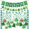 Day Stpatricks Lucky Letter Party Clover Flag Bar Ball Atmosphere Decoration