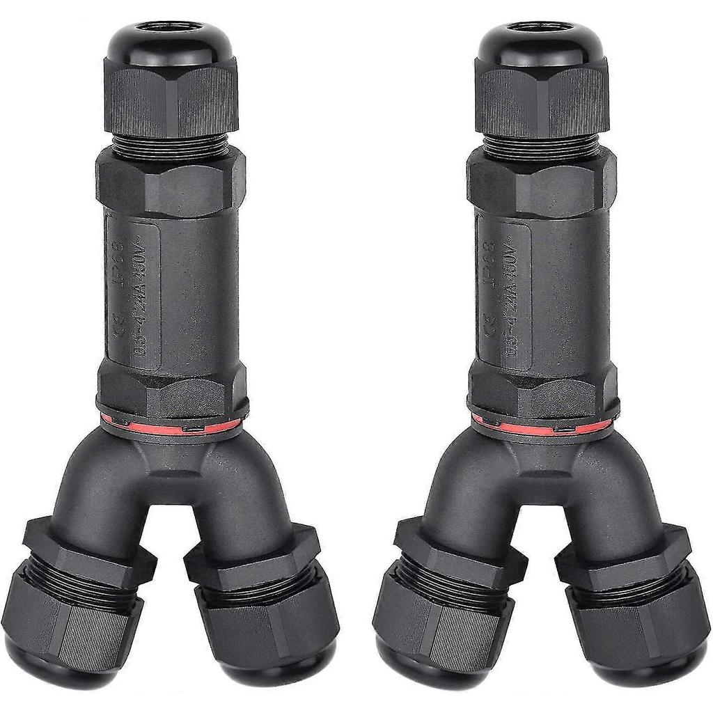 Pack of 2 Cable Waterproof IP68 3-Pin Y-Shape for Diameter 6-12 mm Outdoor Earth Cable Junction