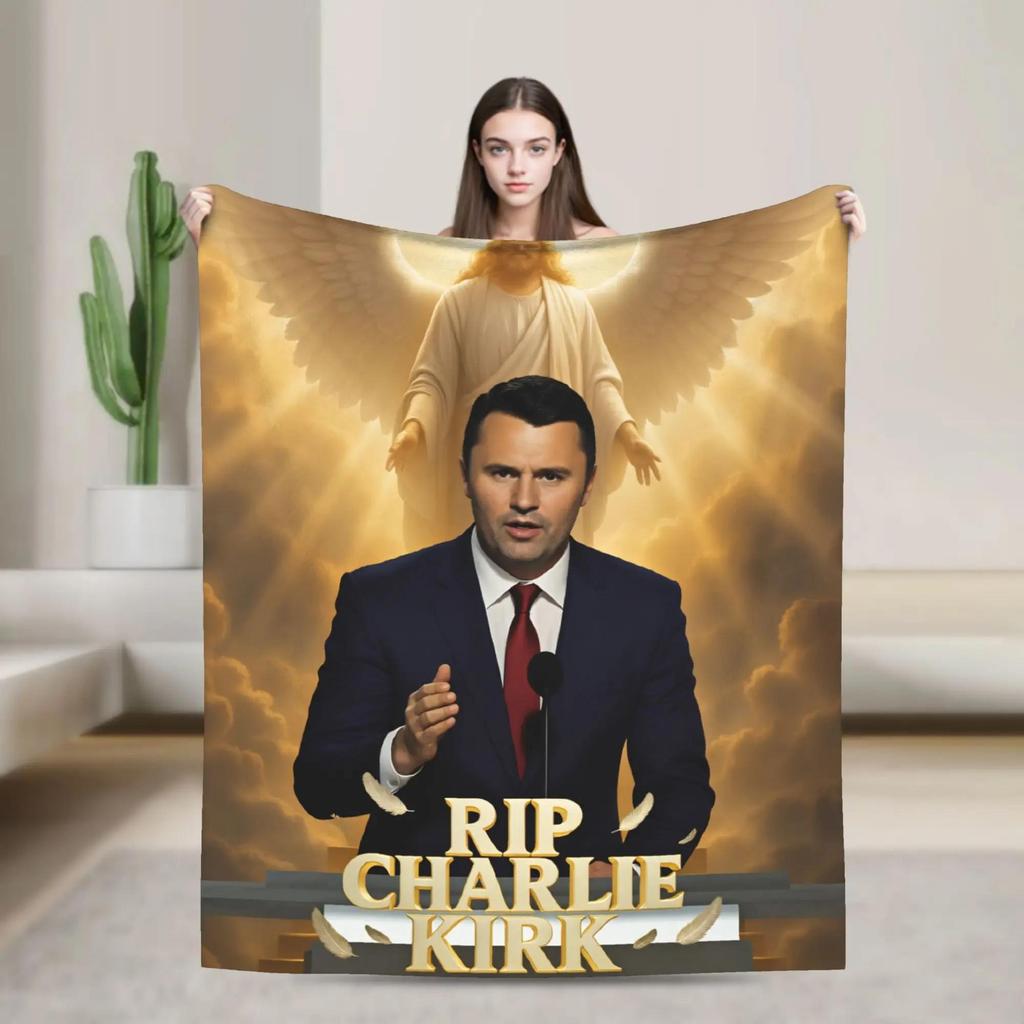 Coperta Plaid Calda Morbida in Flanella per Ragazzo Ragazza Charlie Kirk Regalo di Compleanno Viaggio Copri Copriletto Divano Stampato