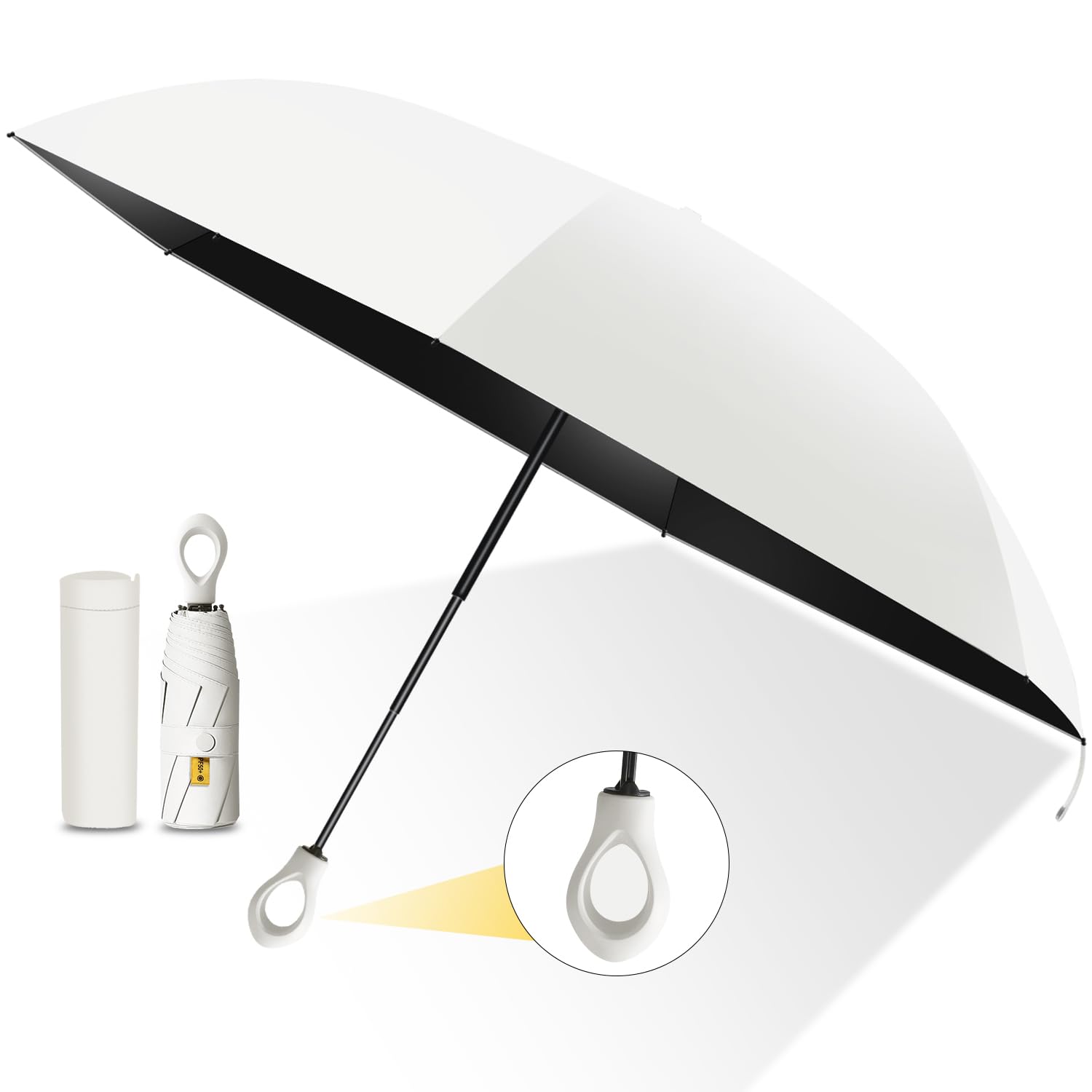 

складной УФ полный складной УФ солнечный ожог ветрозащитный и вода дождливый сезон легко к дню рождения [Новинка 2024] Зонтик от солнца, зонт, защита, затенение, белый