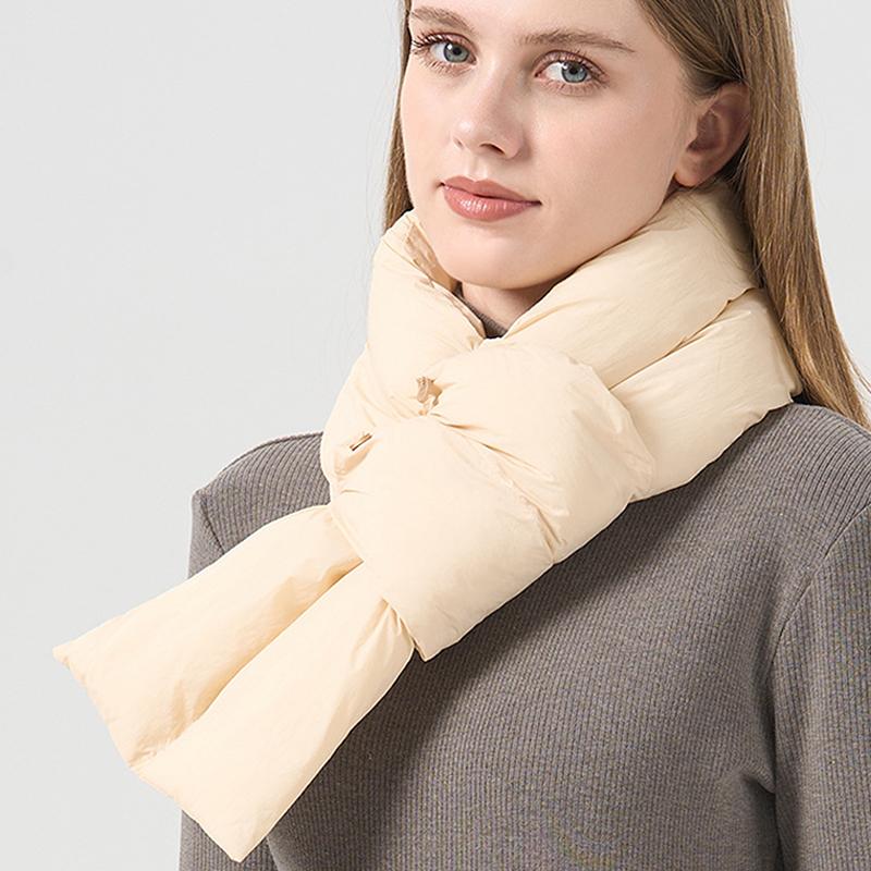 Autumn Winter Down Scarf For Women Girls Soft Cross Solid Colors Waterproof Plush Scarves Lady Warmer Neck Protection