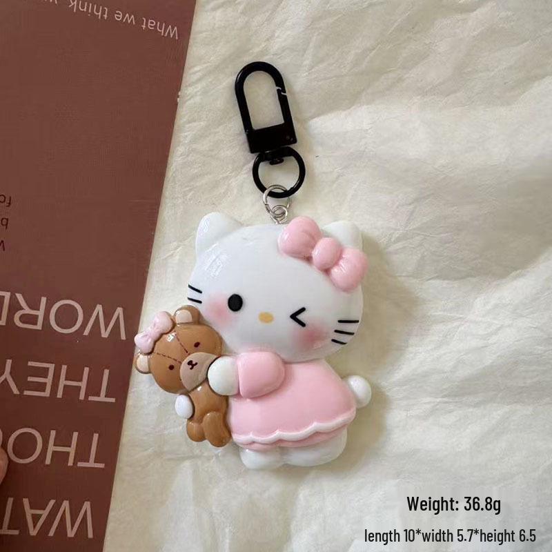 Glänzender Handgefertigter Harz Kätzchen Schlüsselanhänger Schmuckset