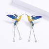2026 Moda Creativa Pastorale Set Tre Pezzi Anello Collana Orecchini Colibrì Animale Pianta Resina Colorata Gioielli