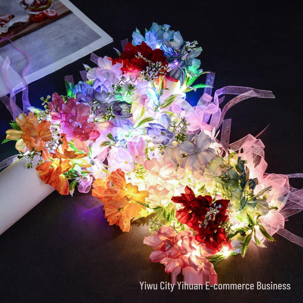 Luminous Camellia Wrist Flower for Kids' Performances - Fairy Sparkle Wristband & Photography Prop