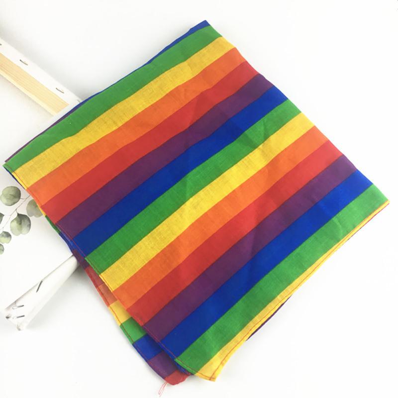 Rainbow Colorful Striped Square Scarf Sweat-absorbing Bandana Hip-hop Headscarf For Men Women