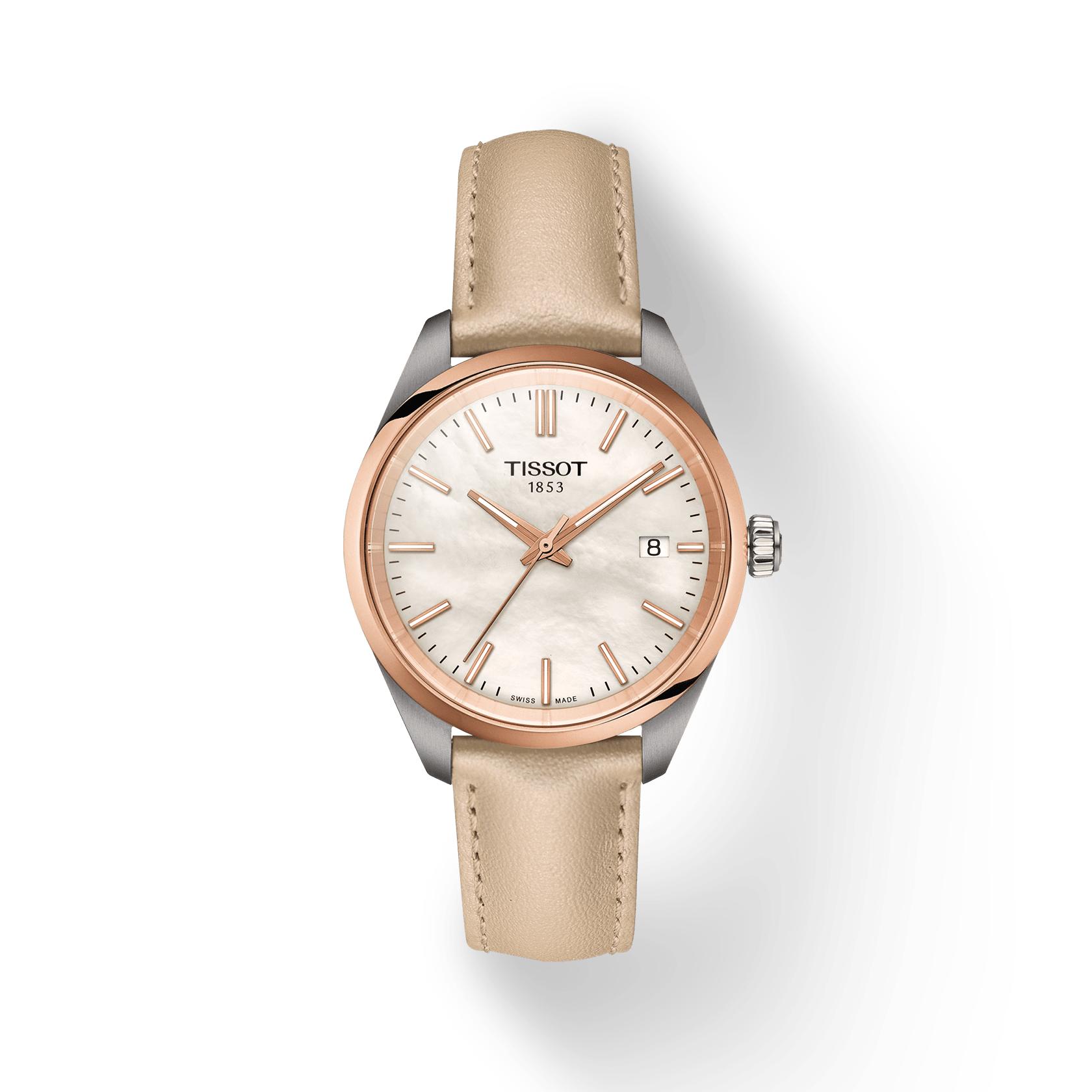 Tissot Leather Strap white mother of pearl Dial Men s Fashion Watch T150.210.26.111.00 белый