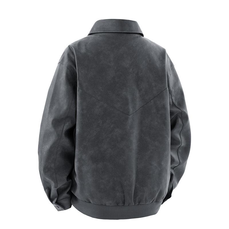Autumn and Winter New American Retro Loose Leather Jacket PU Leather Jacket Waterproof Motorcycle Suit for Men and Women
