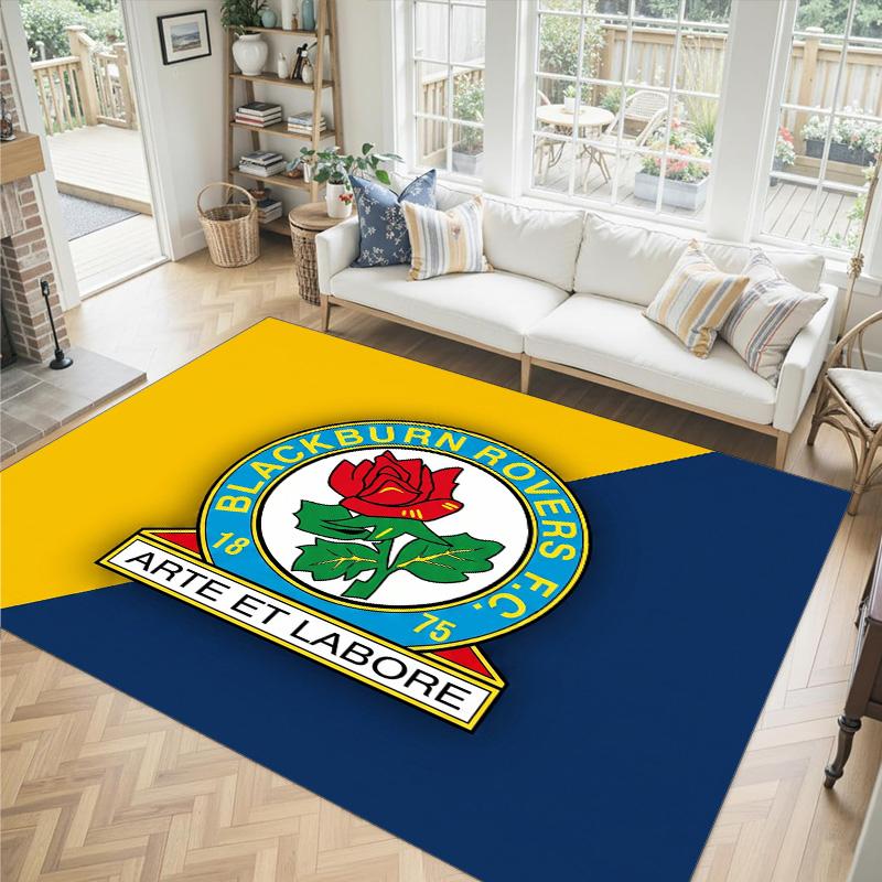Blackburn Rovers Football Design Crystal Velvet Carpet Cozy Non?Slip Printed Rug For Bedroom Living Room Entrance