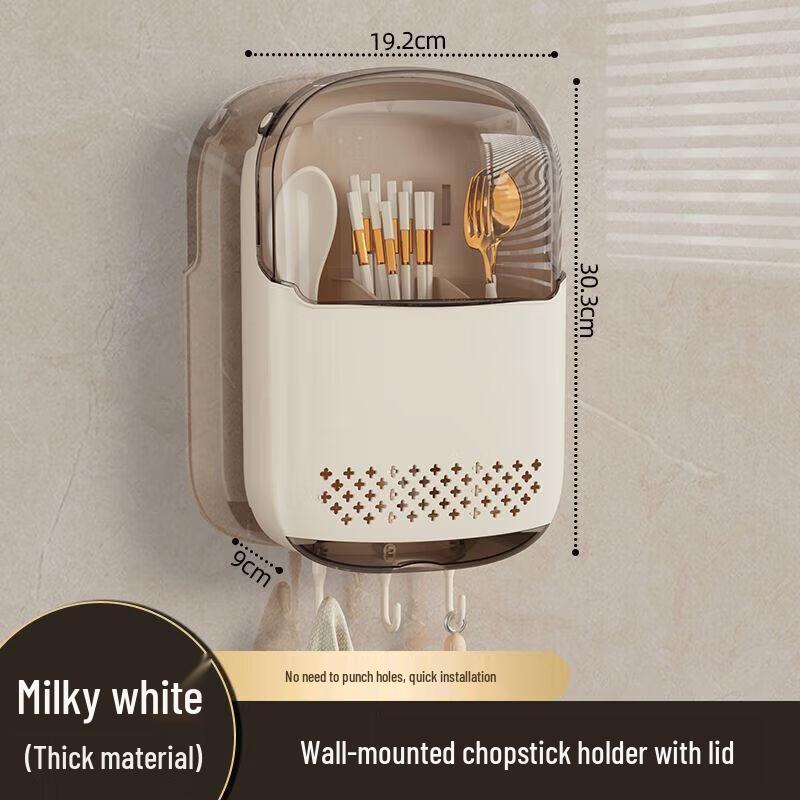 Youqin Wall-Mounted Draining Chopstick Holder with Hooks