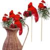 6 Pcs Red Artificial Cardinal Birds Xmas Artificial Feathered Red Cardinal Birds Ornament