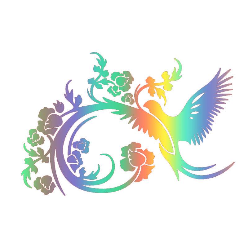 

LYKX Bird and Tide Flower Inclusion Diversified Vinyl Decal Vivid Car Stickers Beautiful Graphical 16CM X 10.7CM