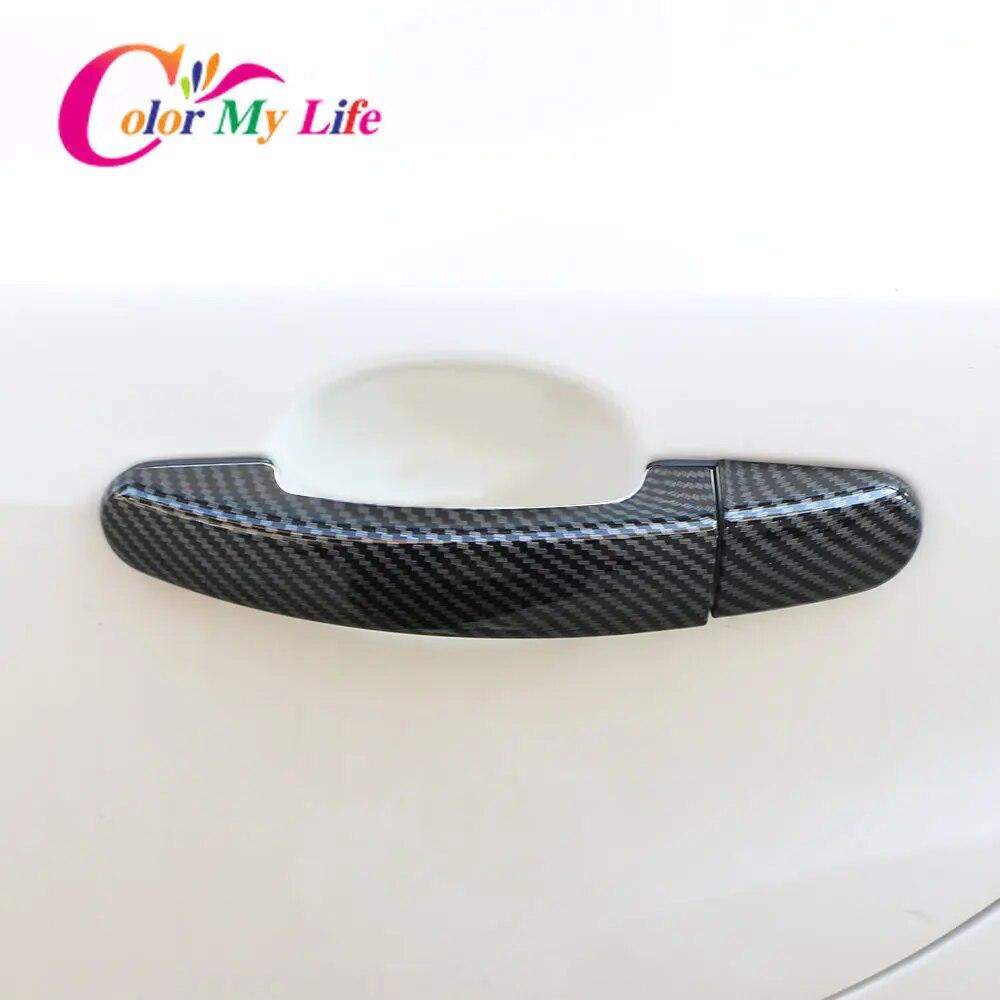 Carbon Fiber Door Handle Cover for Ford Focus 2 MK2 2005 - 2011 Focus 3 MK3 2012 - 2018 Car Door Handles Sequins Sticker