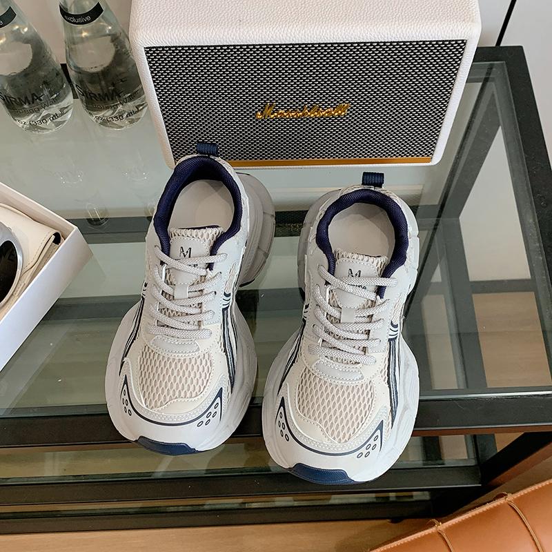 Fashion Sneaker swomen  Designer Retro Distressed Sport Shoes Fashion Casual Leather Mesh Breathable Height Increased Platform Shoes