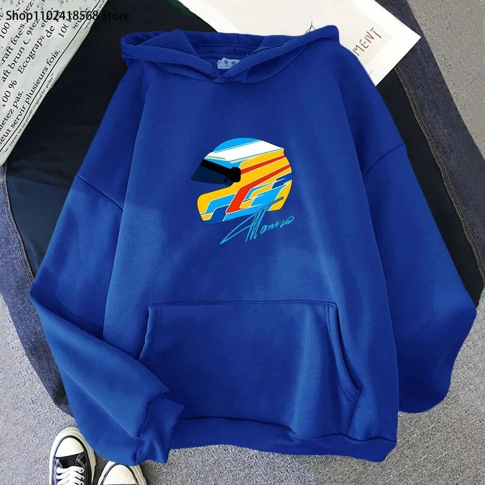 F1 Hoodies Fernando Alonso Helmet Sweatshirt Oversized Y2k Clothes Games Men Clothing Womens Long Sleeve Top Cartoon Streetwear