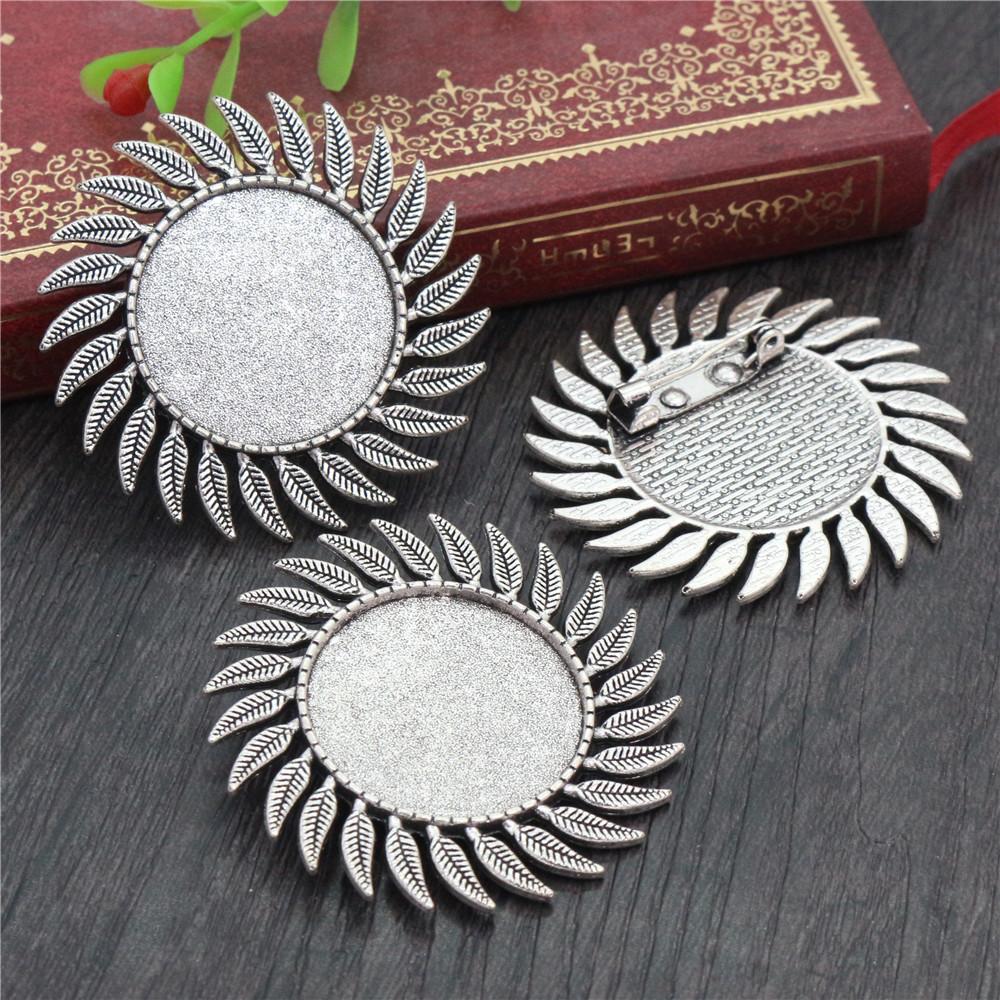 New Fashion 5pcs 25mm Inner Size Antique Silver Plated and Antique Bronze and Antique Gold Color Brooch Cabochon Base Setting