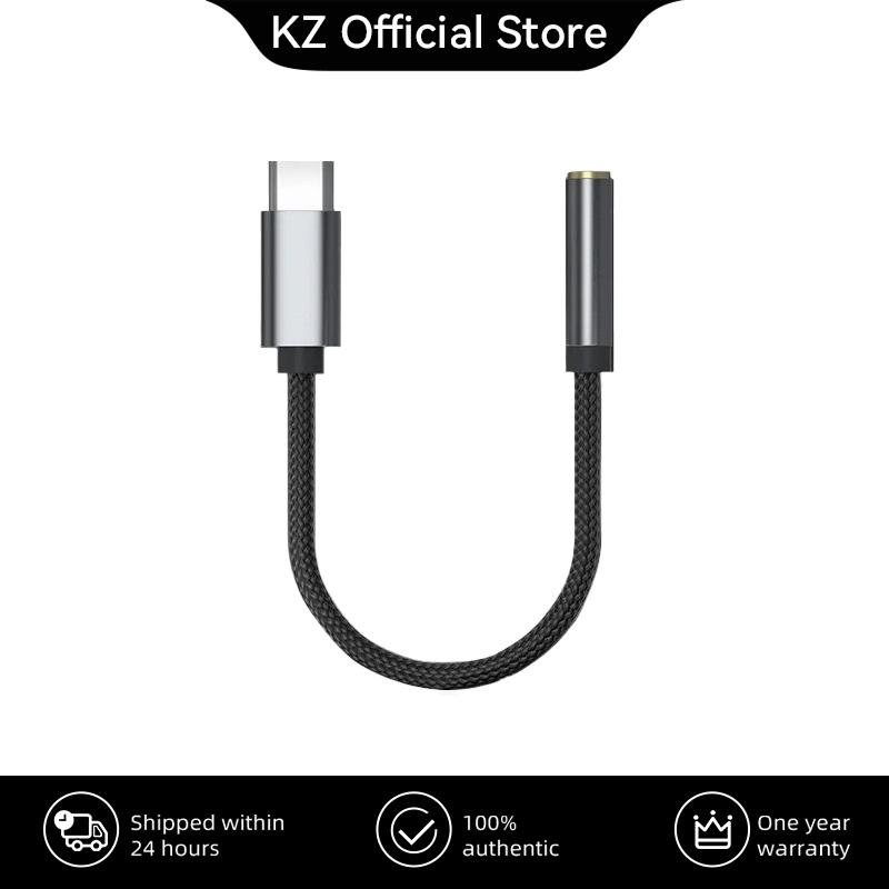KZ AM01 Type-C 3,5 mm-es audio adapter 32 bites/384 kHz Hi-Fi DAC + IC erősítő kettős chipes fülhallgató audio kábel fekete