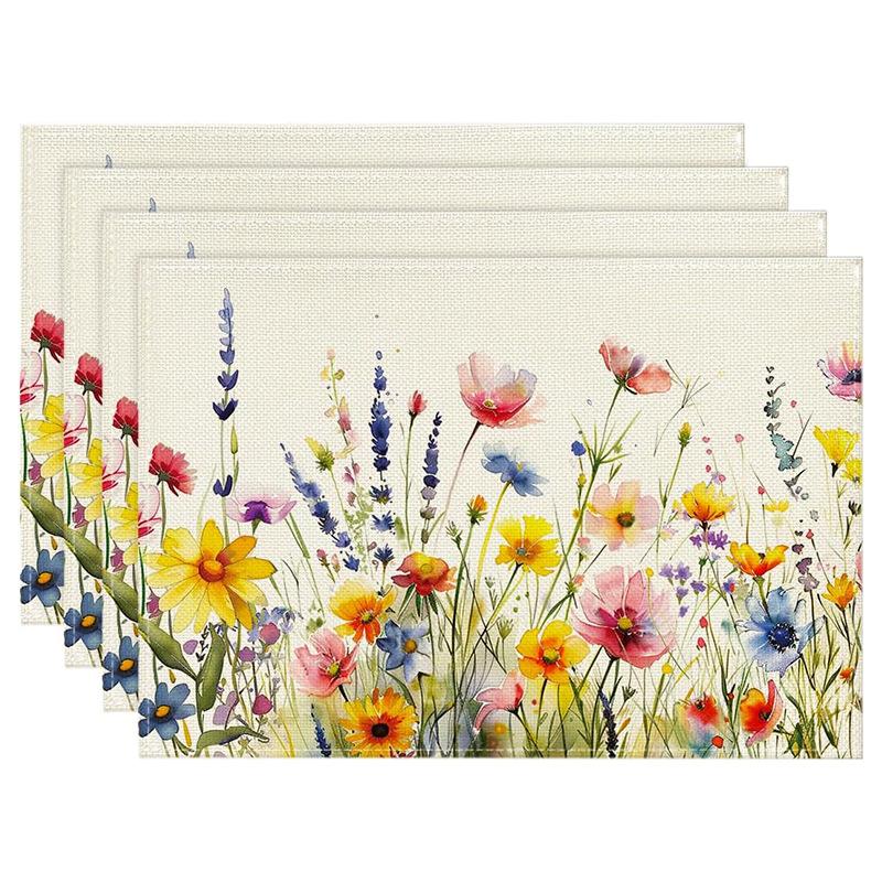 Linen Meal Mat for Spring and Summer, Sunflower Flowers Kitchen Decoration, Dining Table Insulation and Anti Fouling Mat